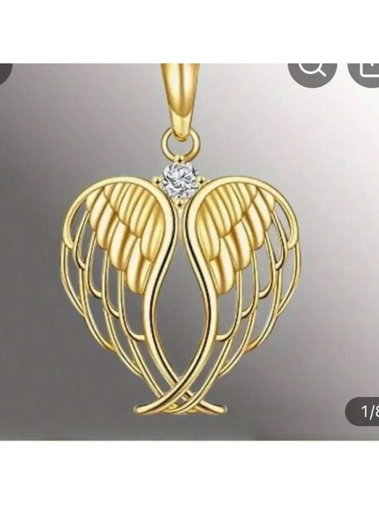 Jewelry - Exquisite Angel Wing Heart-Shaped Pendant Necklace, New in Gift Box